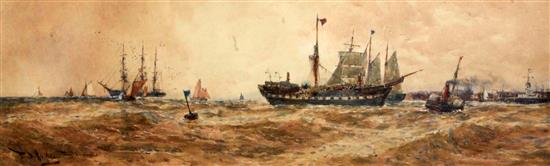 Thomas Bush Hardy (1842-1897) Towing a derelict into Boulogne 9 x 27.5in.